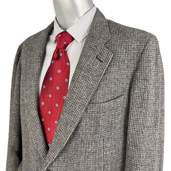 Vintage Harris Tweed Scottish Wool Blazer Coat Mens 42 R Brown Jacket *Flaw - Picture 1 of 16